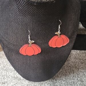 Pumpkin Dangle Earrings Fall Harvest Halloween Jewelry